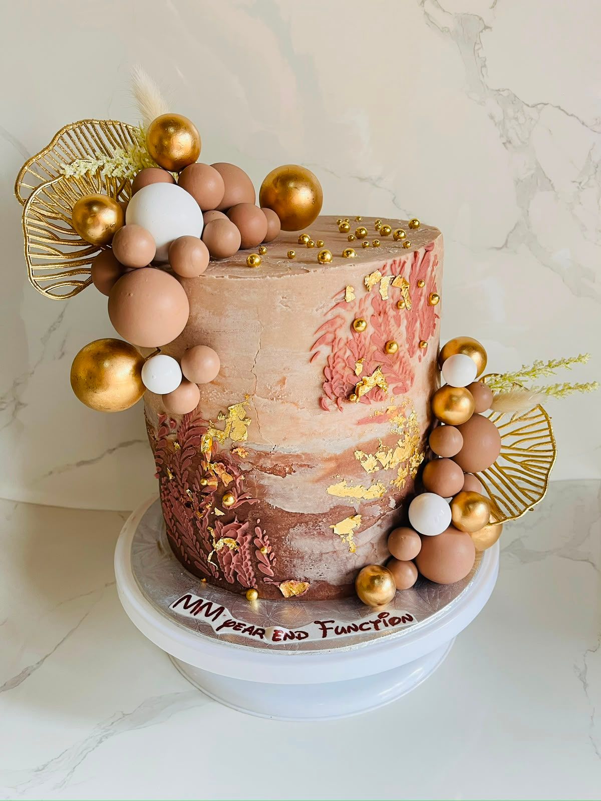 Rose Gold Textured Cake by Baked by Buhlebenkosi