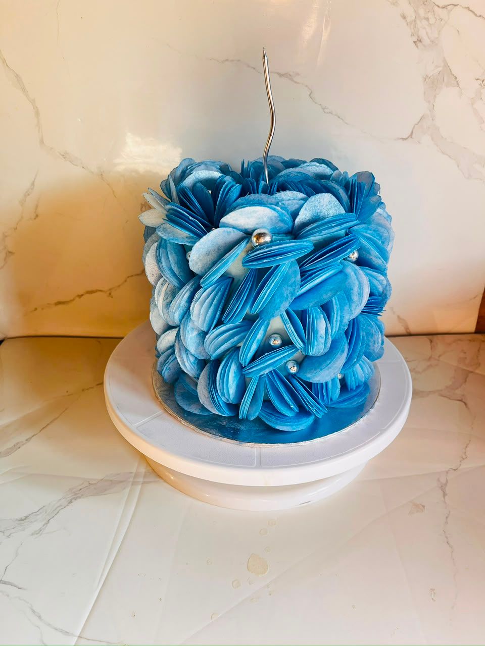 Blue Petal Ruffle Cake by Baked by Buhlebenkosi
