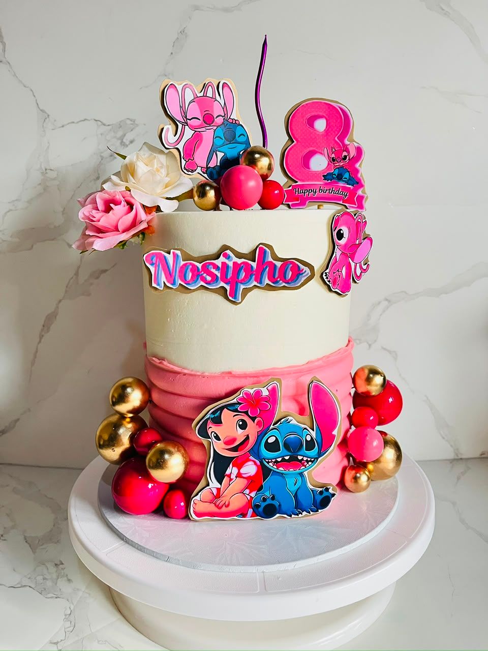 Stitch & Angel Birthday Cake by Baked by Buhlebenkosi