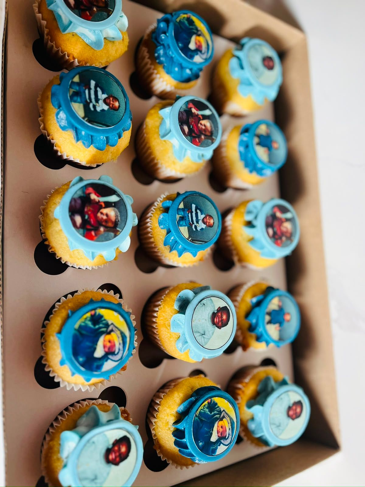 Blue Photo Cupcakes by Baked by Buhlebenkosi