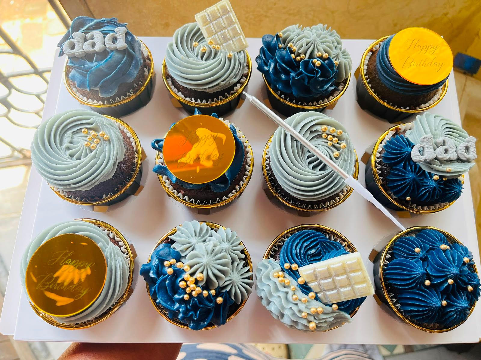 Navy & Gold Dad Cupcakes by Baked by Buhlebenkosi