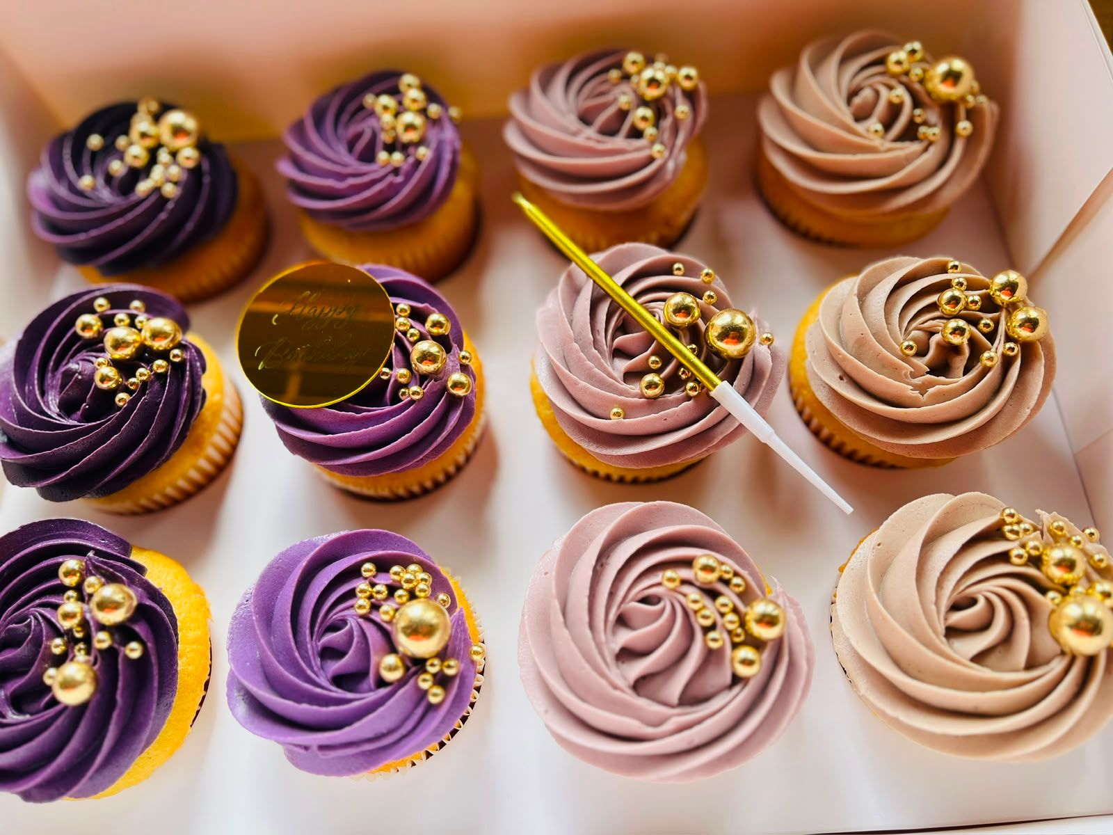 Purple Ombre Gold Cupcakes by Baked by Buhlebenkosi