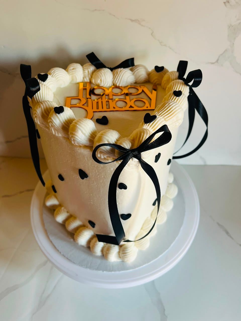 Black Bow Birthday Mini Cake by Baked by Buhlebenkosi