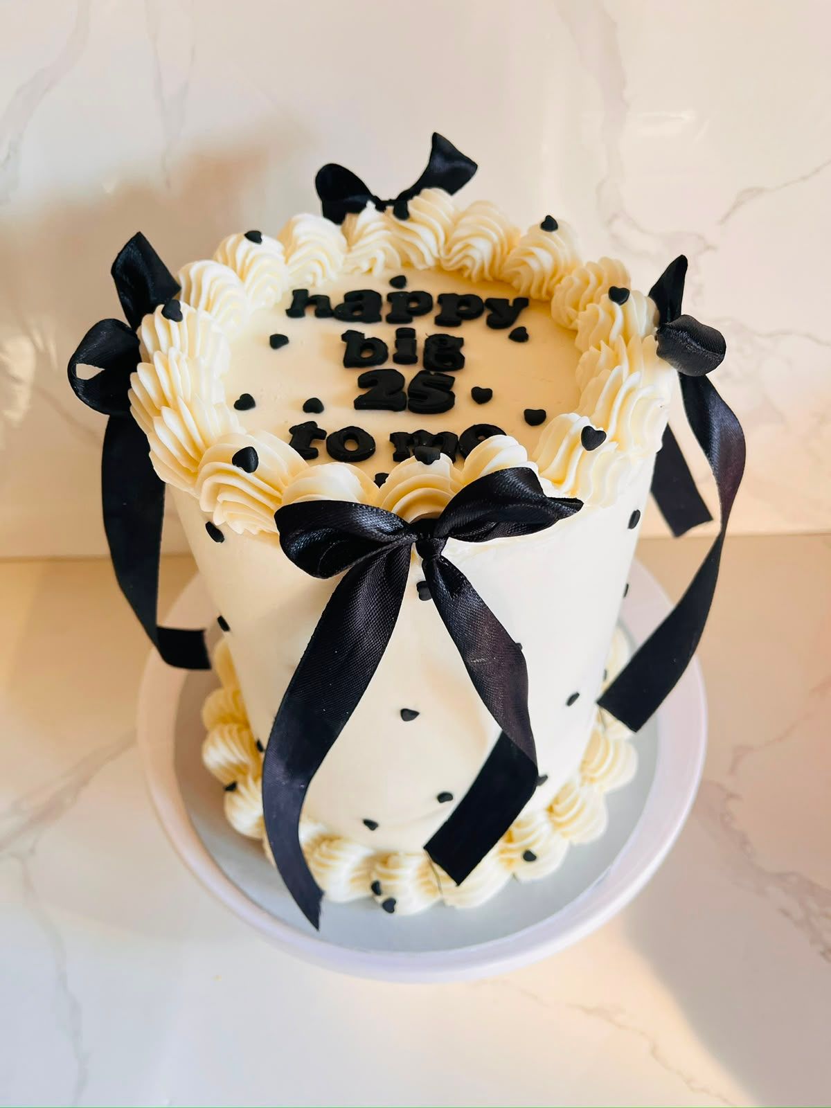 Black Bow 25th Mini Cake by Baked by Buhlebenkosi