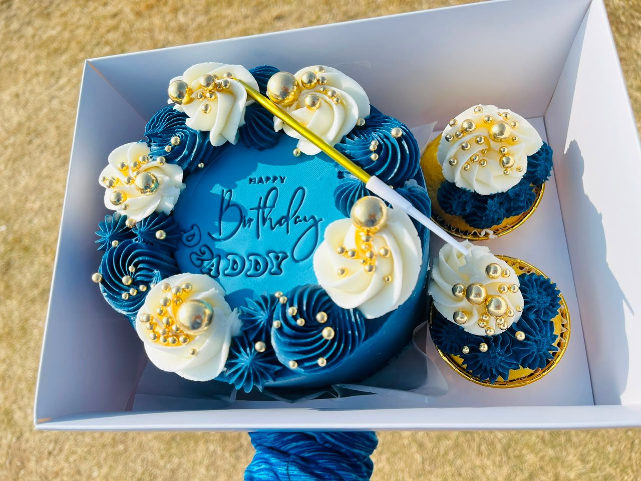 Navy Gold Daddy Cake by Baked by Buhlebenkosi
