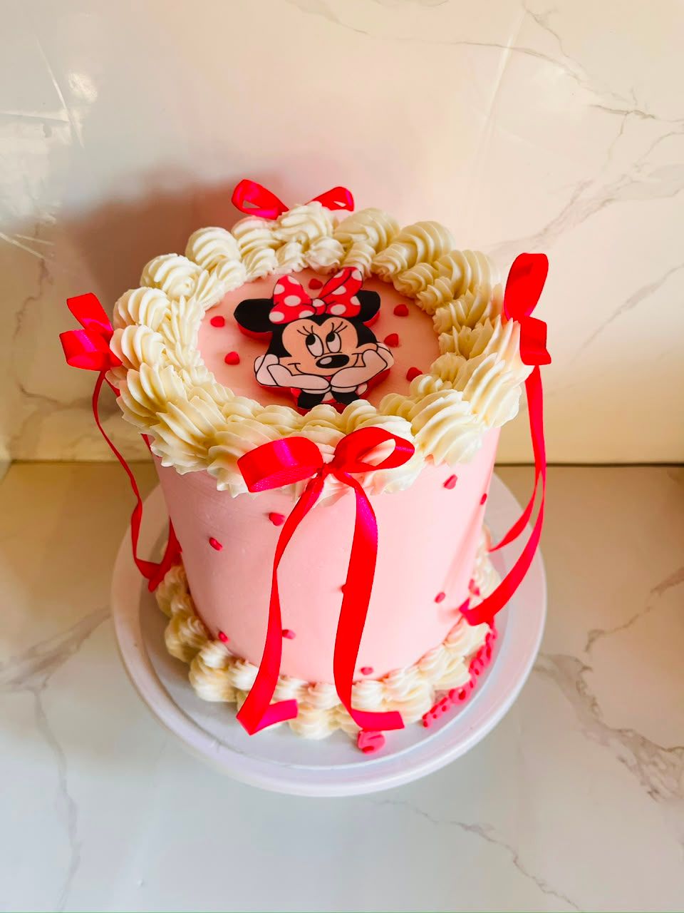 Pink Minnie Ribbon Cake by Baked by Buhlebenkosi