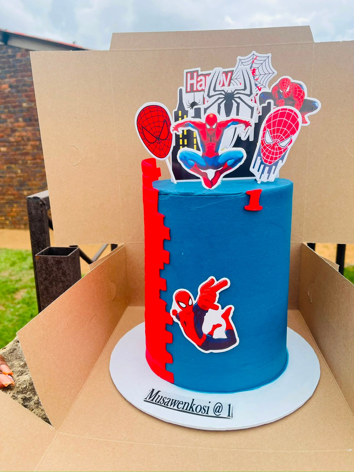 Spider-Man Blue Cake by Baked by Buhlebenkosi