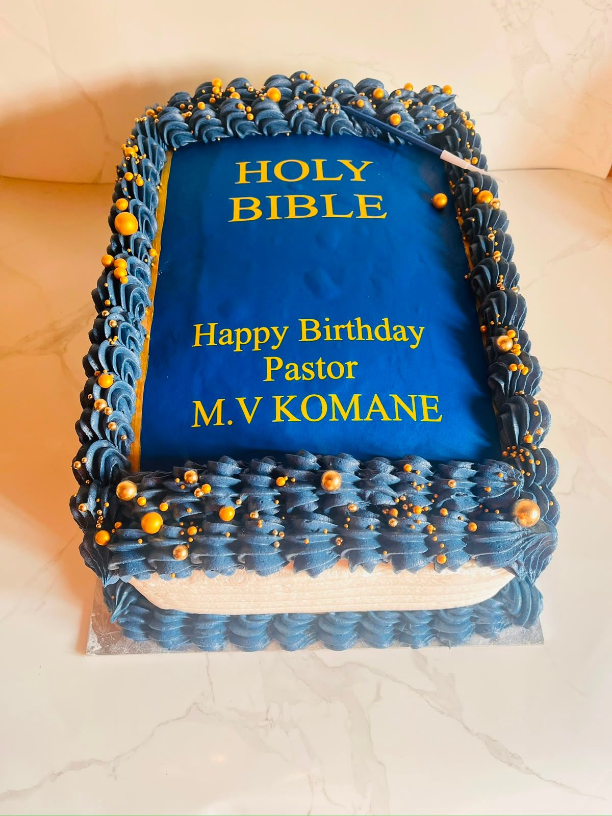 Blue Holy Bible Cake by Baked by Buhlebenkosi