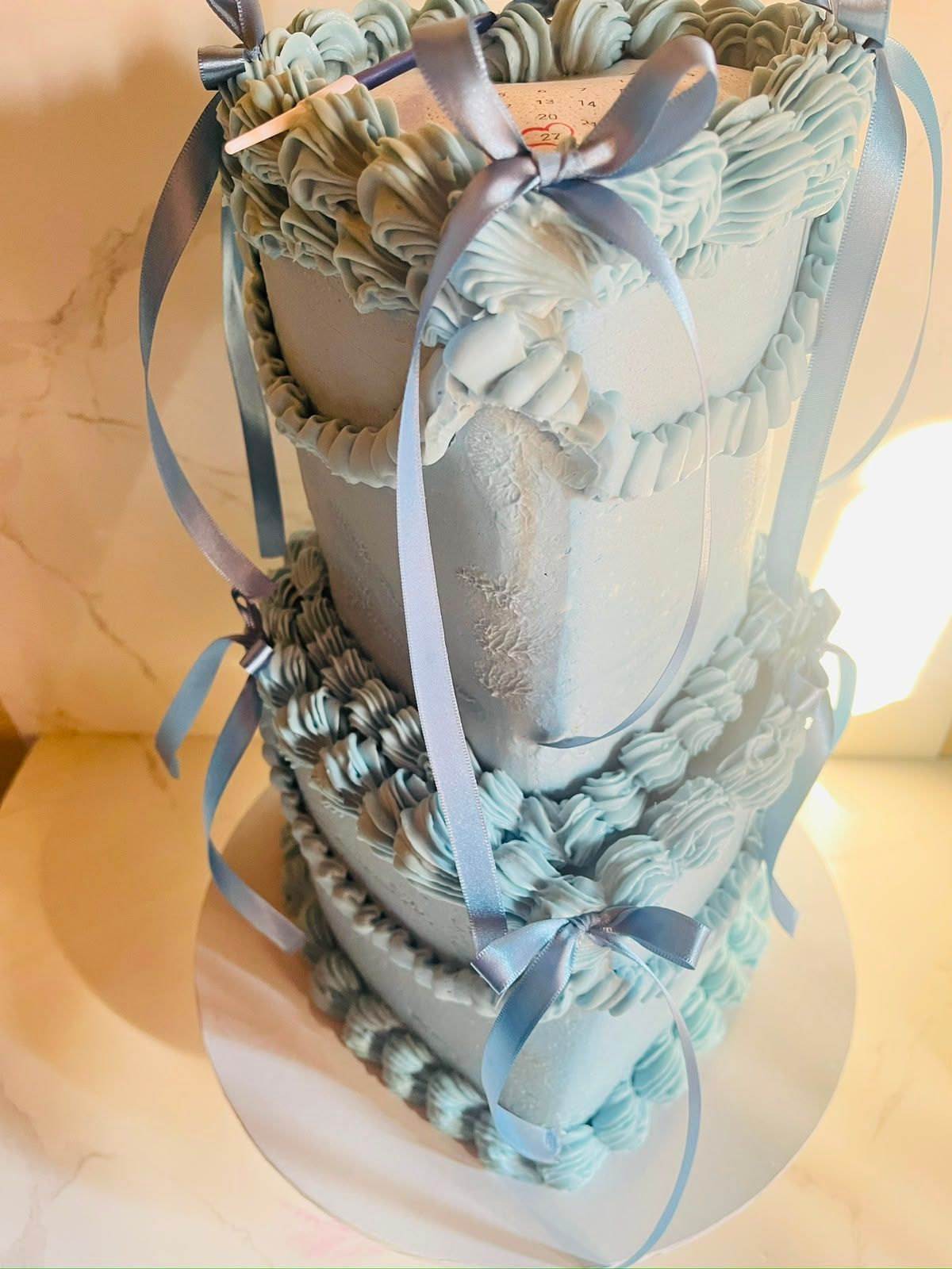 Powder Blue Bow Cake by Baked by Buhlebenkosi