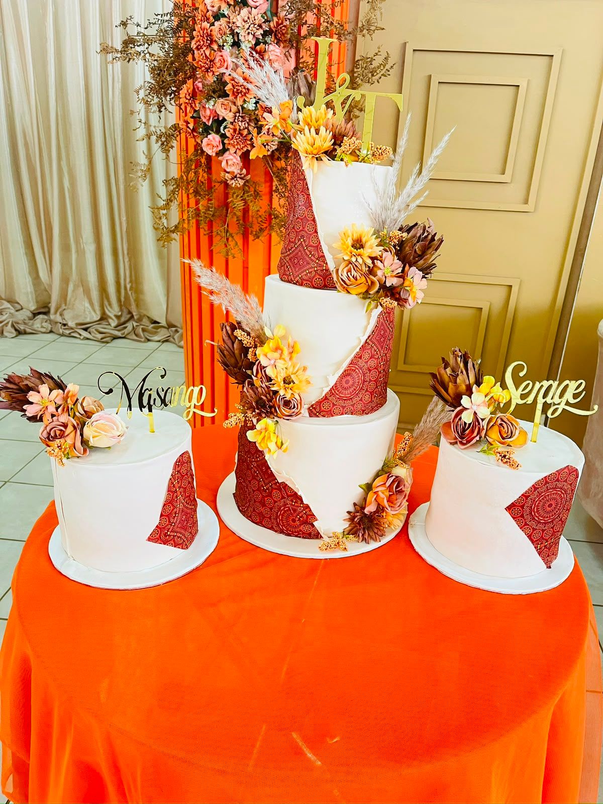 Rust Paisley Wedding Cake by Baked by Buhlebenkosi